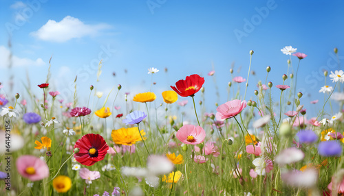 Colorful flower meadow in springtime - Generativ AI © Raphael