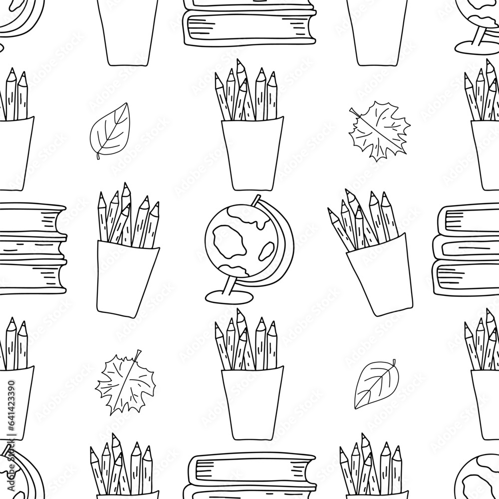 Back to school seamless pattern. Doodle school background. Teaching ...