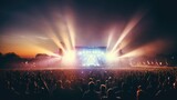 Bright lights of an open air concert. Generative AI