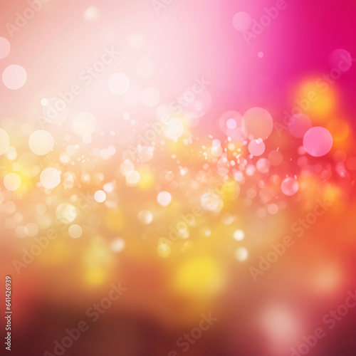Bright yellow-pink sparkling background with bokeh effect. Gradient, vibrant, digital paper, print
