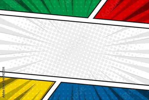 Colorful pop art comic book background template with copy space