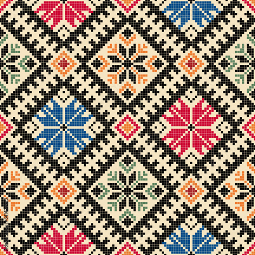 Traditional Latvian embroidery seamless pattern, vector illustration