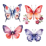 Winged Splendor: Watercolor Colorful Butterfly Collection, White Background
