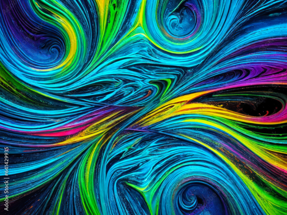 Abstract fluid art, ornament with neon blue, green and lemon splash, swirls, flow, dynamic, expressive Abstract fluid art, ornament with neon blue, green and lemon splash, swirls, flow, dynamic, expressive