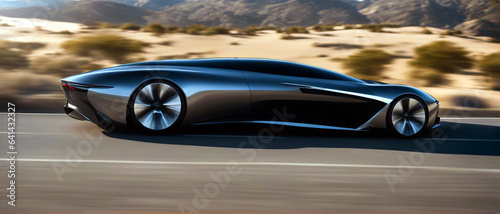 Ultramodernes  Windschnittiges Auto. Reisen in der Zukunft. Studie. ki 3d rendering
