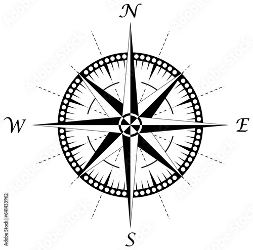 Kompass Rose Vektor mit vier Richtungen.
Symbol für Marine-, Seefahrt - oder Trekking-Navigation oder zur Verwendung in eine Landkarte.
Isolierter Hintergrund.