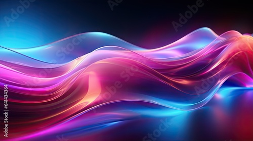 Wallpaper Mural Futuristic Neon Waves: Abstract Digital Art for Dynamic Data Transfer Concept Torontodigital.ca