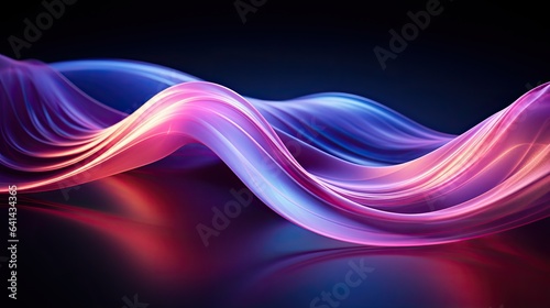 Futuristic Neon Waves  Abstract Digital Art for Dynamic Data Transfer Concept