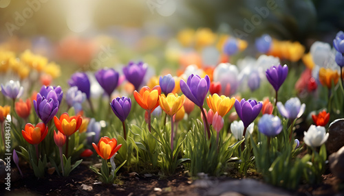 Colorful, young flowers in springtime - Generativ AI