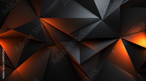 3D wallpaper abstract triangle modern glows orange, black colors 