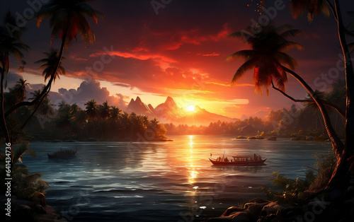 Insel im Sonnenuntergang