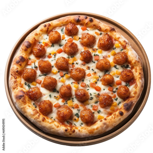 pizza isolated on white background Classic, Slices, Wood-fired, Crispy, Pepper flakes, Family-sized, Dough, Takeout, Delicious, Piping hot, Foodie favorite, Satisfying, Flavorful