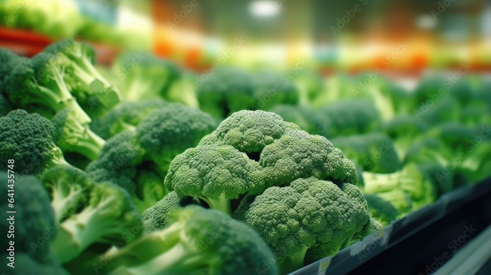 Freshly harvested broccoli in a supermarket Freshly harvested broccoli in a supermarket