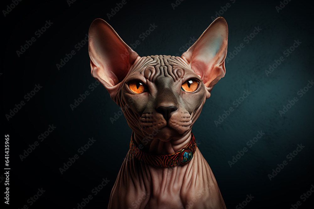 Sphynx cat on a black isolated background