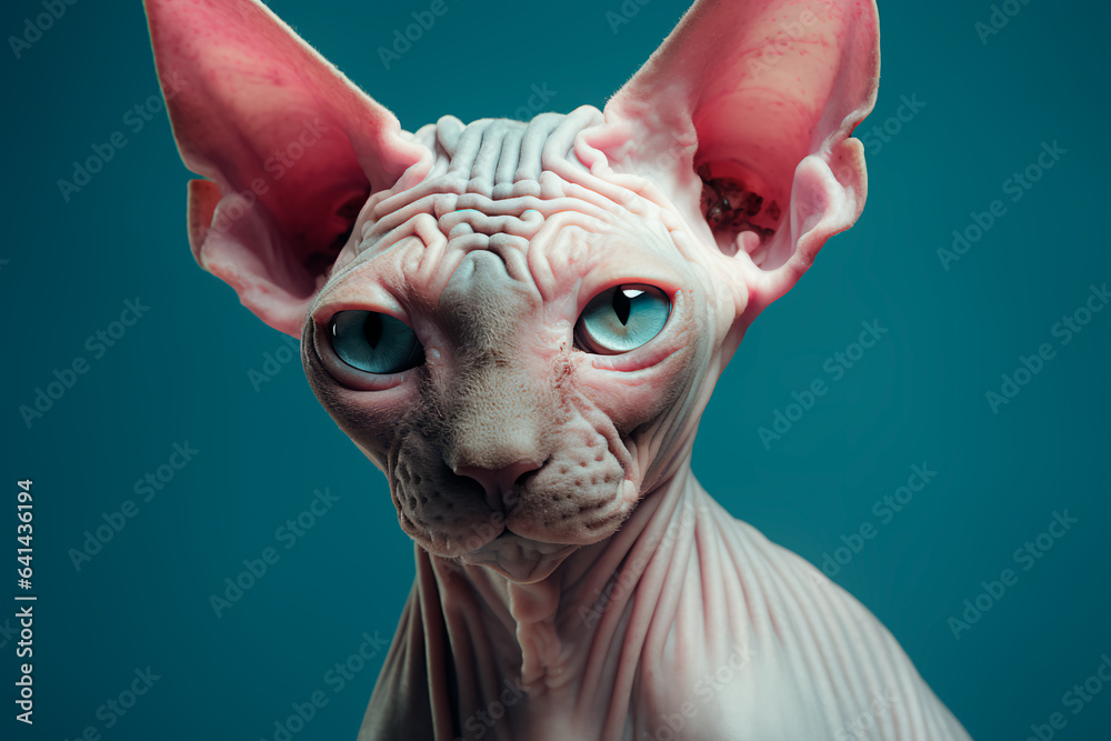 Obraz premium Sphynx cat on a black isolated background