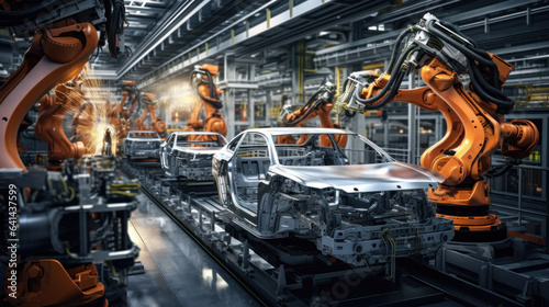 Robot Automobile assembly line production. © PaulShlykov