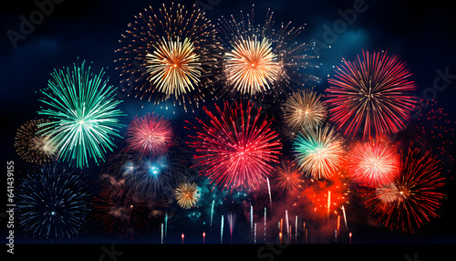 Silvester celebration with colorful fireworks on New Year's Eve - Generativ AI