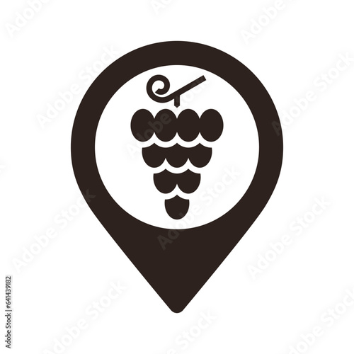Vineyard map pin. Winery location pin. GPS winemakers location symbol for apps and websites