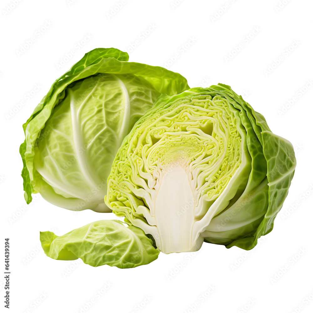 Fototapeta premium Half and one cabbage isolated on white background