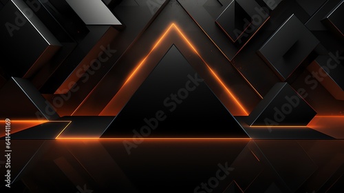 3D wallpaper abstract triangle modern glows orange black
