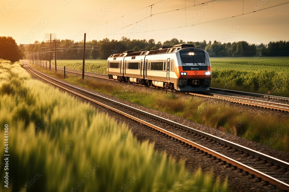 Obraz premium Fast train in countryside