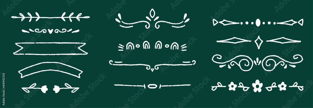 Set of vintage sketched chalk decorative divider elements. Border ...