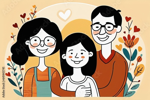 family of parents with daughterfamily of parents with daughterhappy mother day. vector illustration  photo