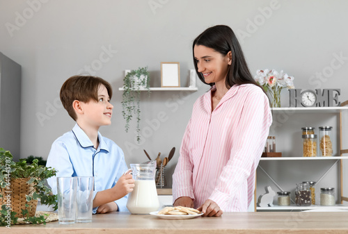 Little boy and his mother w...