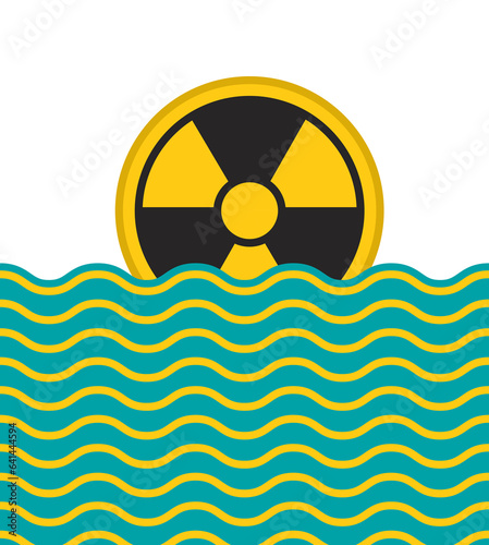 Radioactive water banner. Save the ocean concept