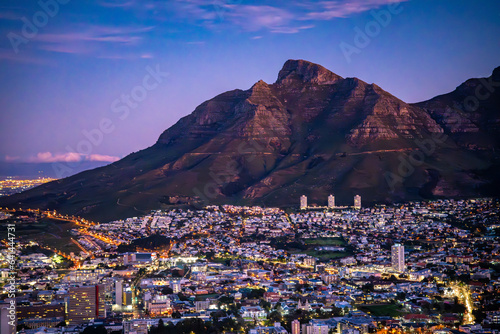 View of Cape Town from Signall hill viewpoint, in Western Cape, South Africa photo