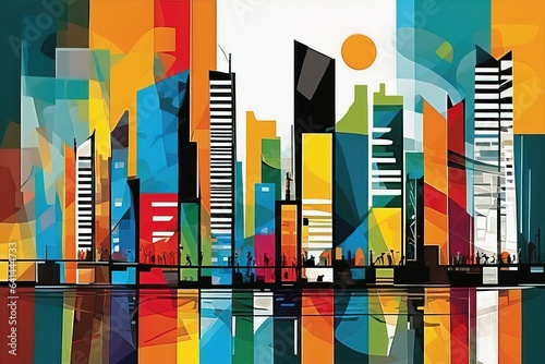 modern city skyline vector illustrationmodern city skyline vector illustrationabstract color geometr photo