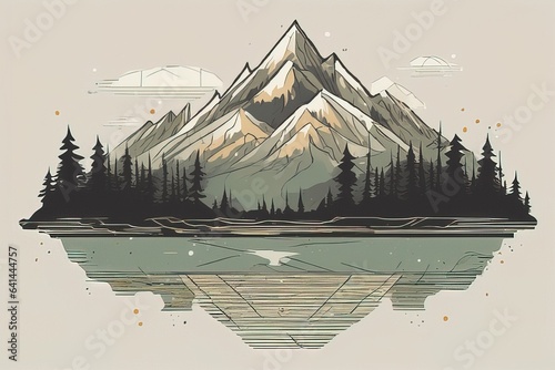 mountain lake landscape illustrationmountain lake landscape illustrationmountain lake with mountains photo