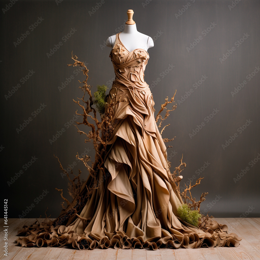 Dress made from natural materials. Elegant natural style clothing