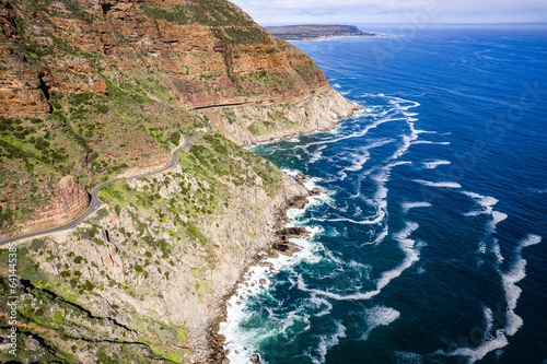 Aerial view of Chapman's Peak drive in Cape Town, Western Cape, South Africa