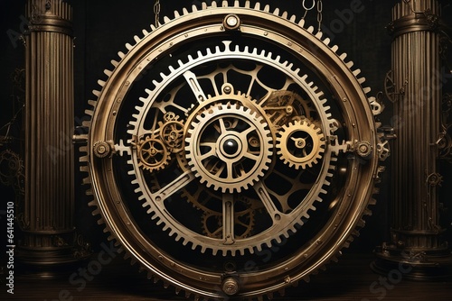 old clock mechanism on dark backgroundold clock mechanism on dark backgroundold metal clock with gea