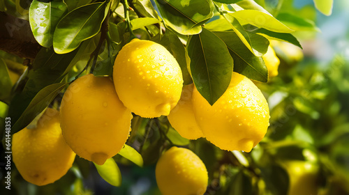 Ripe lemons on tree