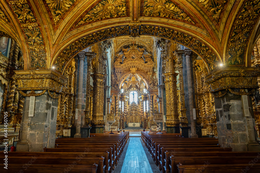 06.22.2023. Porto, Portugal: extremly decorated Igreja de Sao Francisco gold church in Porto Portugal