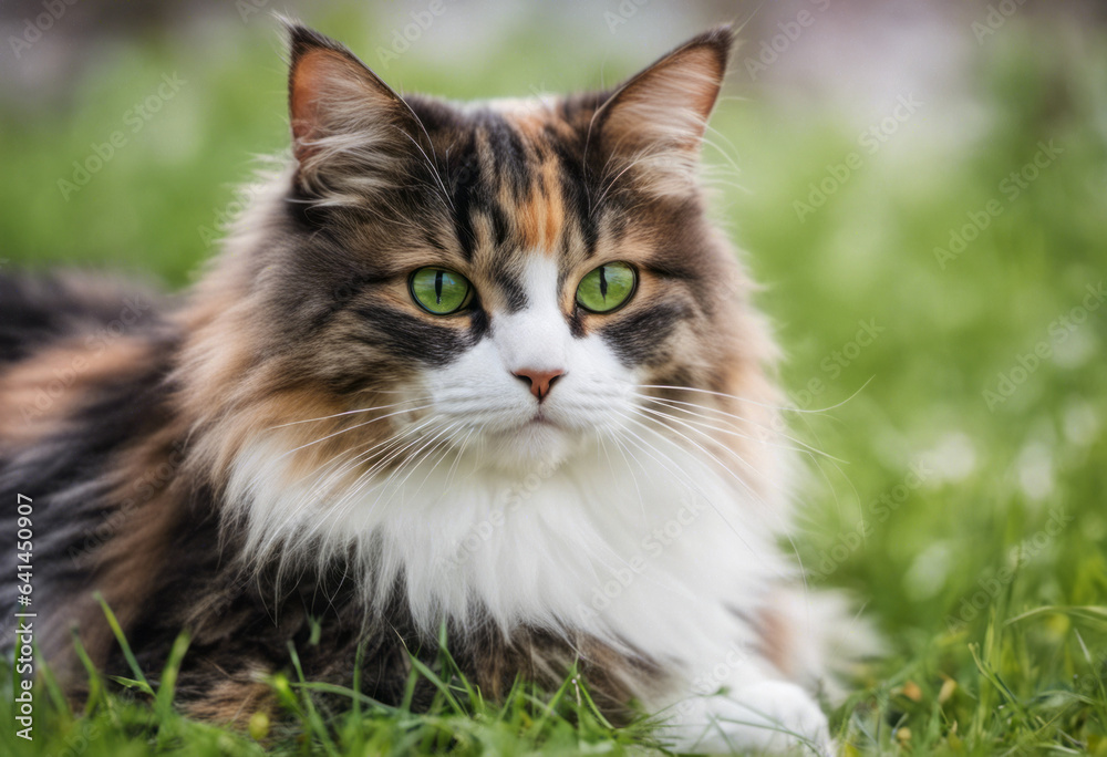 Beautiful Cat Sitting In The Grass