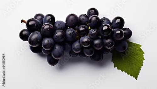 Black grapes in white background
