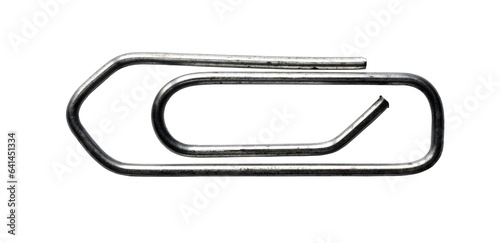 A steel paperclip isolated on the transparent background
