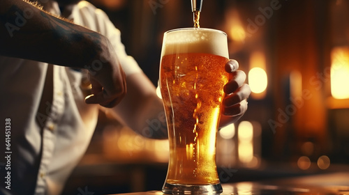 Fényképezés Craft beer poured into a pint glass