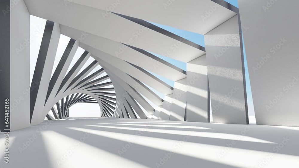 Fototapeta premium Architecture background geometric arched interior 3d render