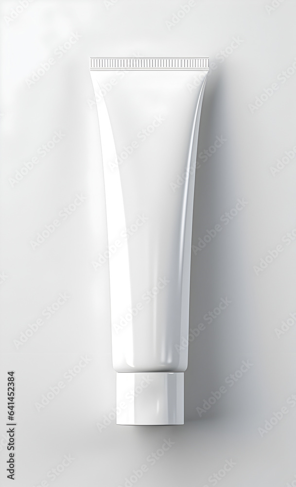Empty white plastic tube on white background mockup cosmetic product. Empty white plastic tube on white background mockup cosmetic product.