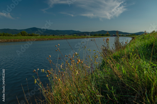 Biskupicky canal near Vah river in afternoon after storm in Kostolna village