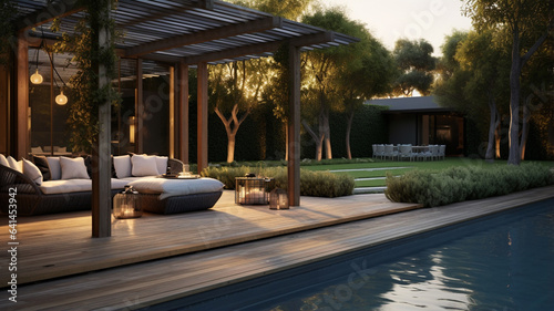 modern backyard with swimming pool
