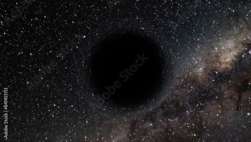 Fototapeta Naklejka Na Ścianę i Meble -  3D rendering of a supermassive black hole against a starry sky