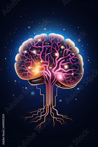 Technology brain microchip tree generative ai