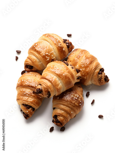 Delicious rugelach buns with jam and nuts isolated on white background photo