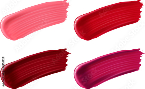 Set of lipstick swatches isolated on white background. Vector illustration.