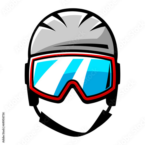 Snowboard helmet illustration. Winter sport item or symbol.